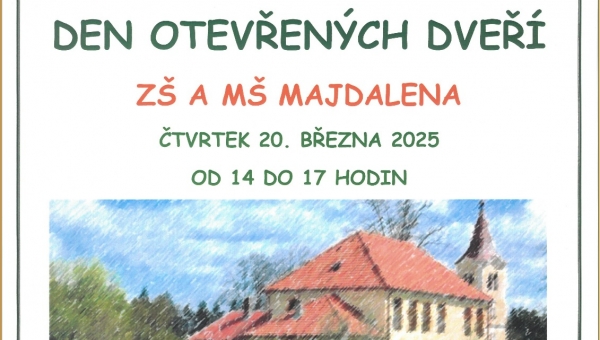 Den otevřených dveří již ve čtvrtek 20. března 2025 od 14 hodin